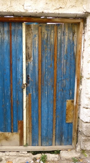 blue wooden side by side door thumbnail