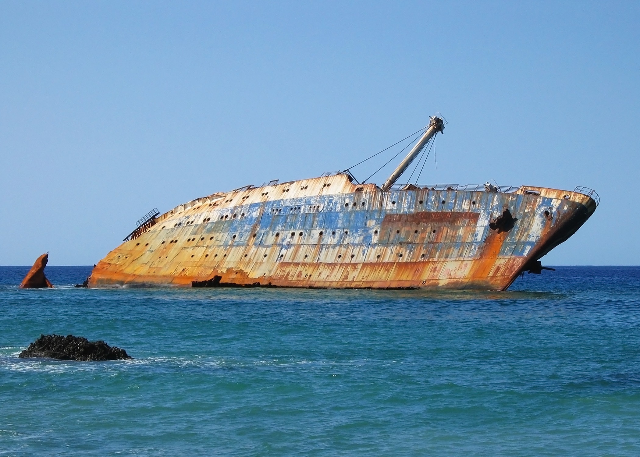 Ship, Wrecked, Canary Islands, Shipwreck, sea, blue