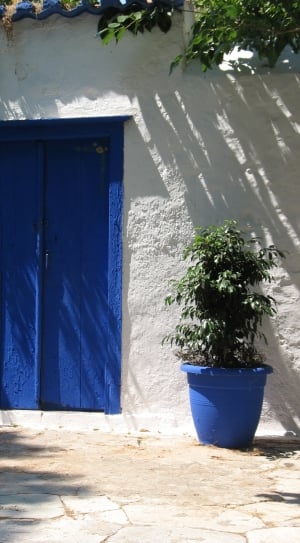 Door, Greece, Wood, Home, Blue, Stucco, blue, plant thumbnail