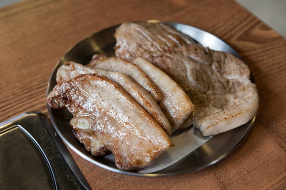 pork in stainless steel round plate preview