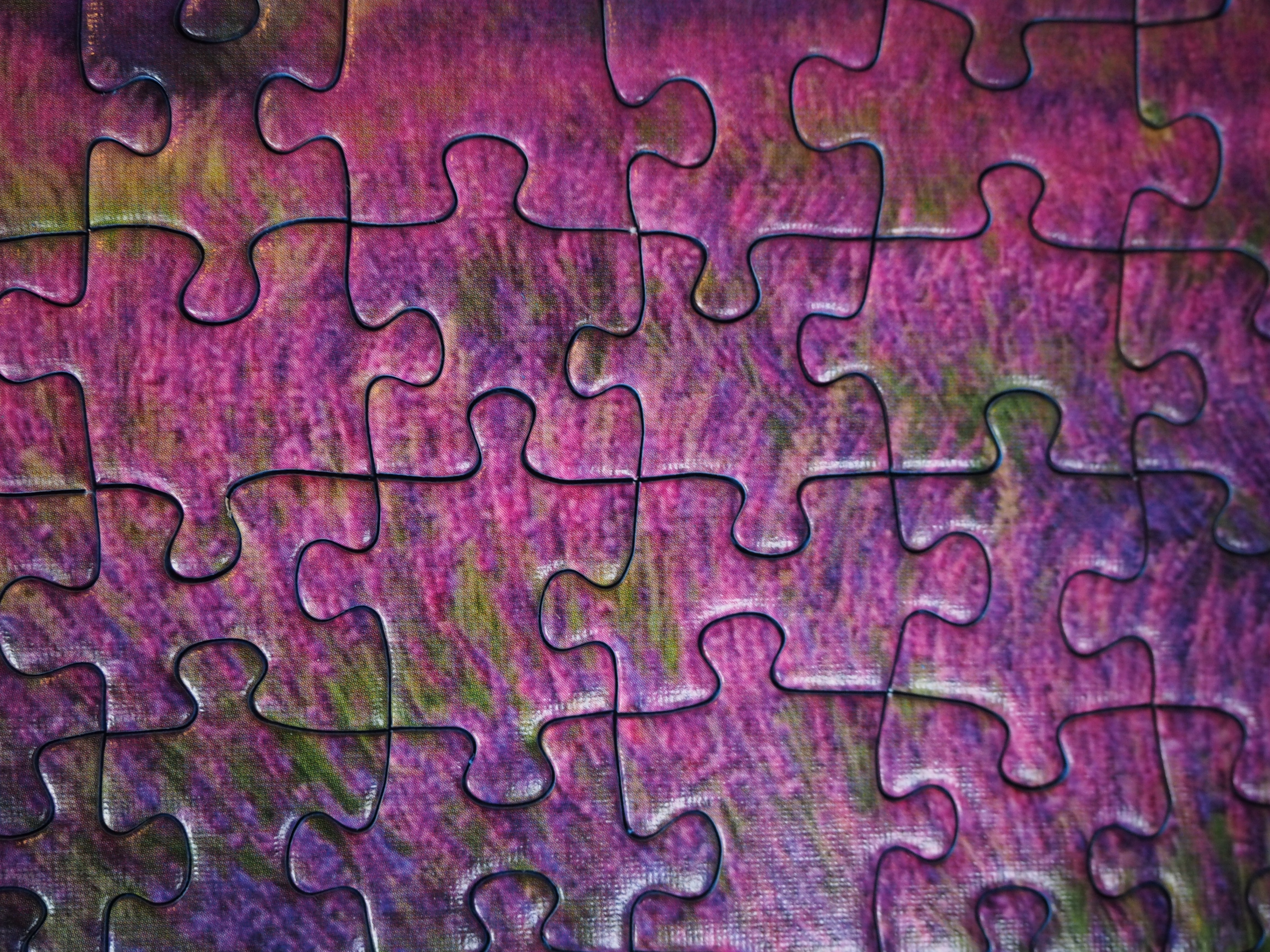 purple and green puzzle board