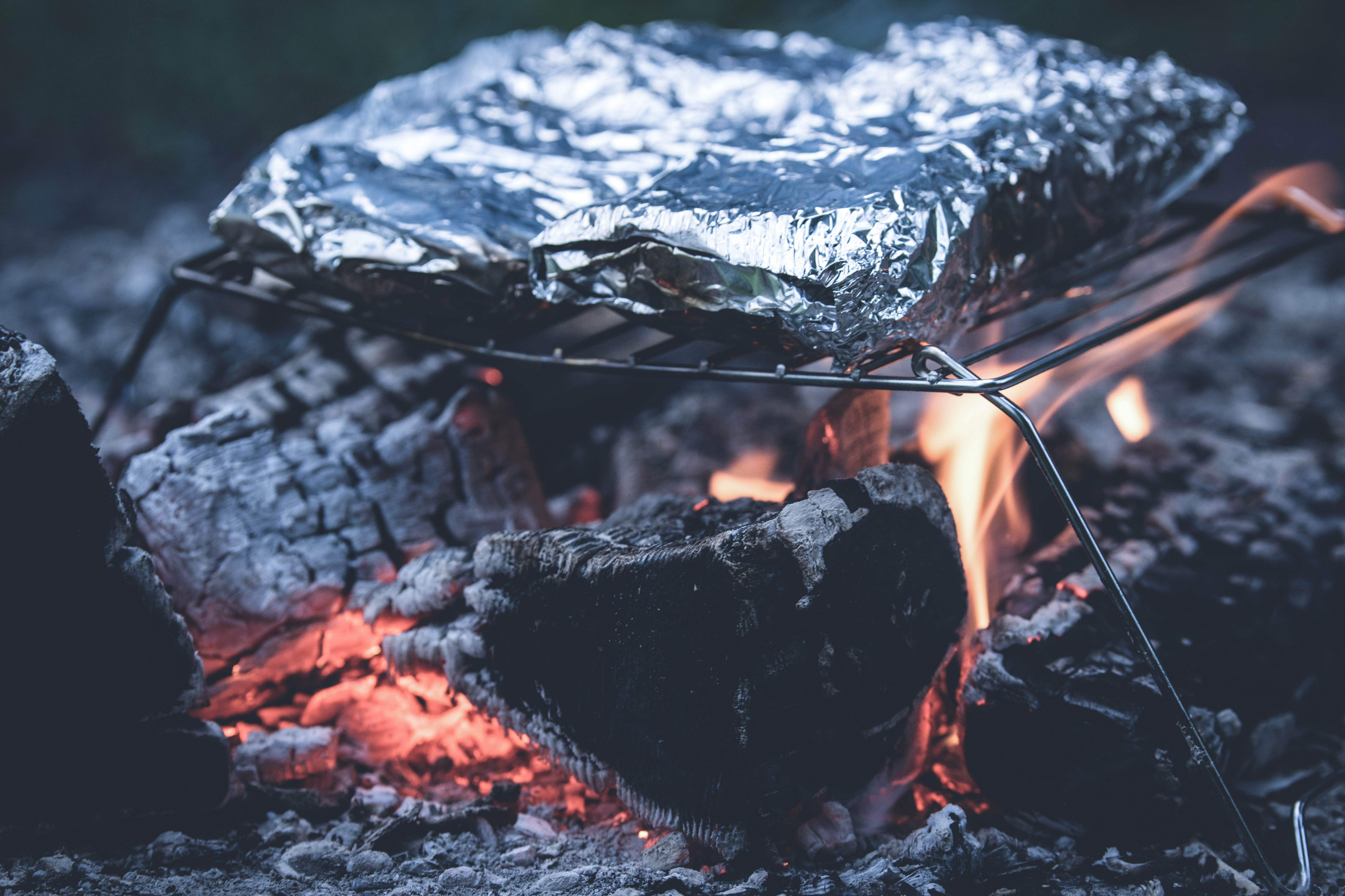 foil grill on charcoal