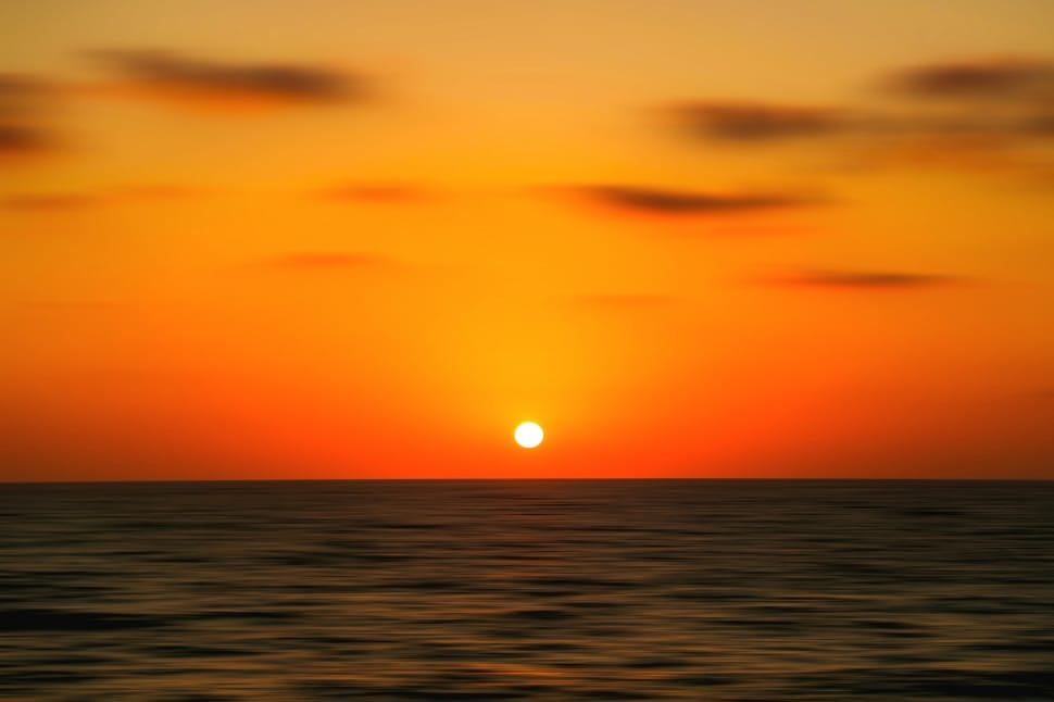 Sea, Sunset, Sky, Orangy, Horizon, Still, sunset, sea preview