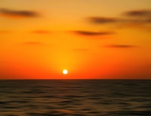 Sea, Sunset, Sky, Orangy, Horizon, Still, sunset, sea thumbnail