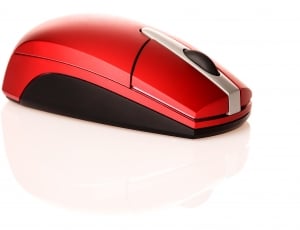 red and black cordless computer mouse thumbnail