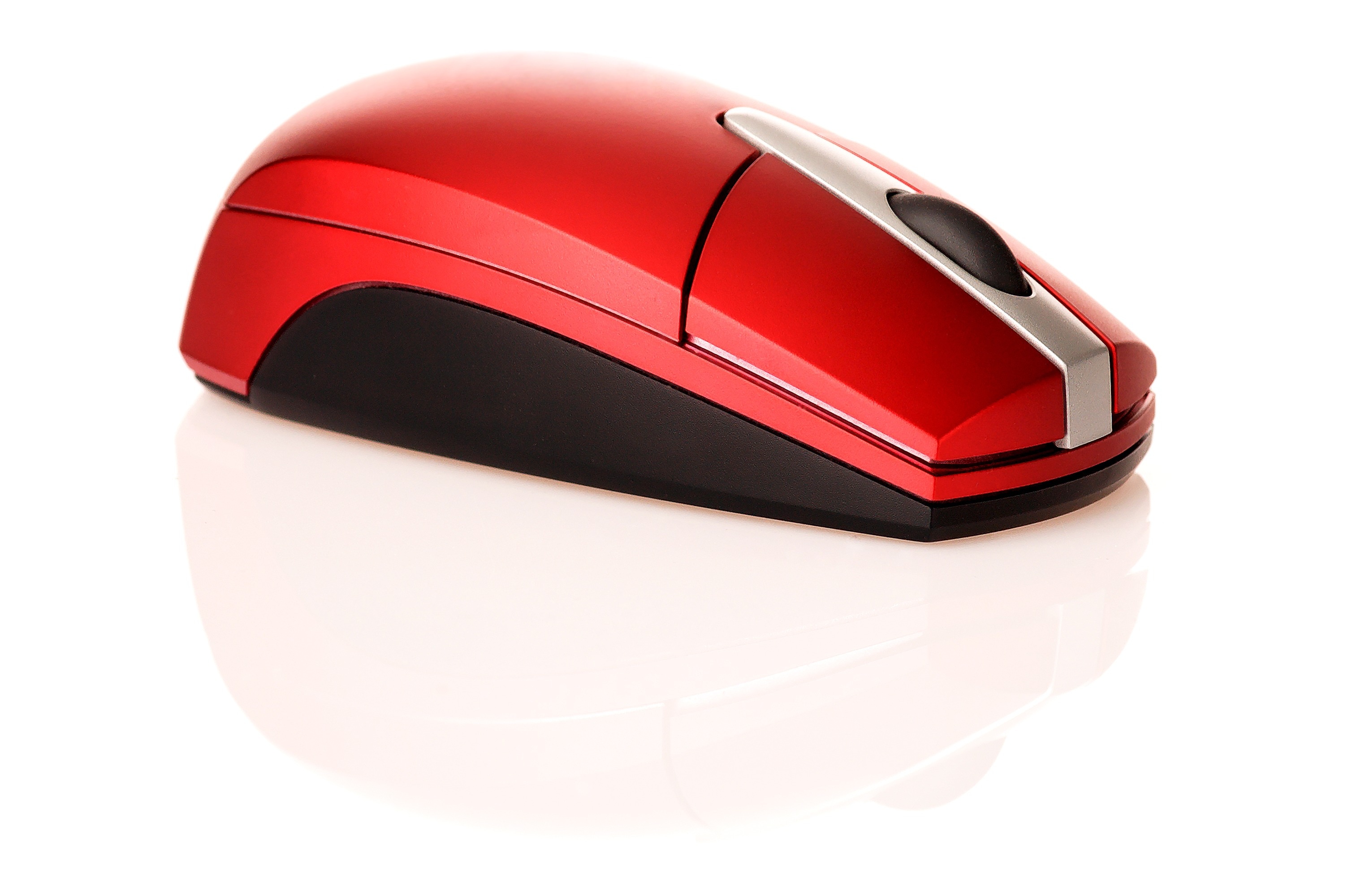 red and black cordless computer mouse