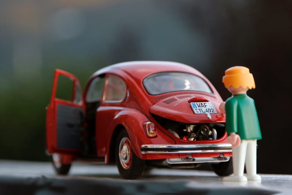 red volkswagen beetle die-cast model preview
