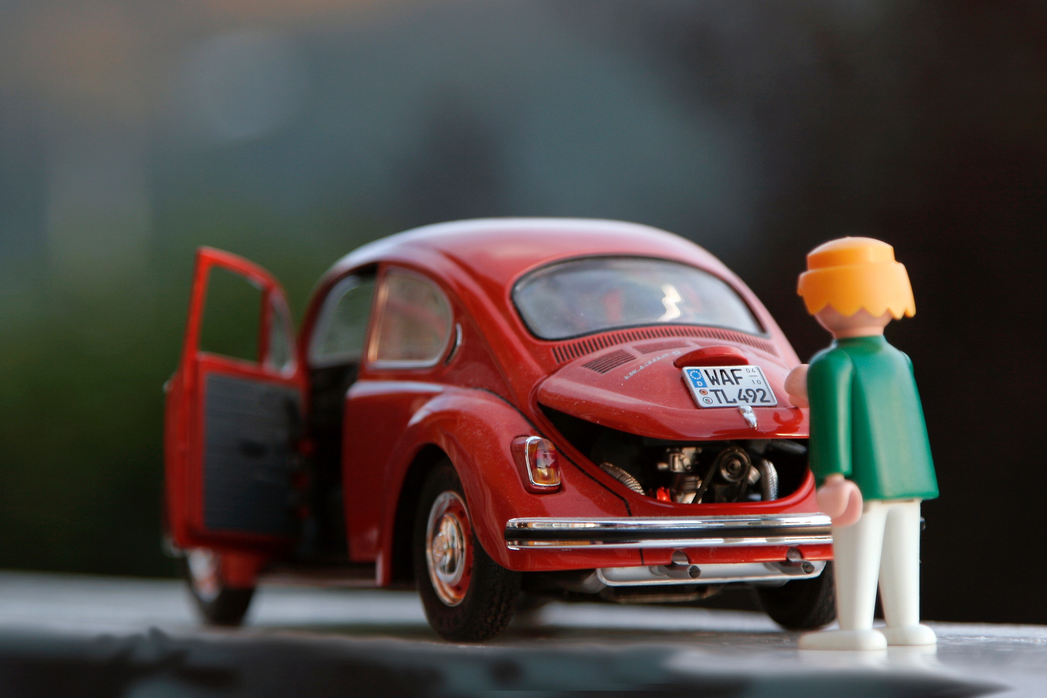 red volkswagen beetle die-cast model