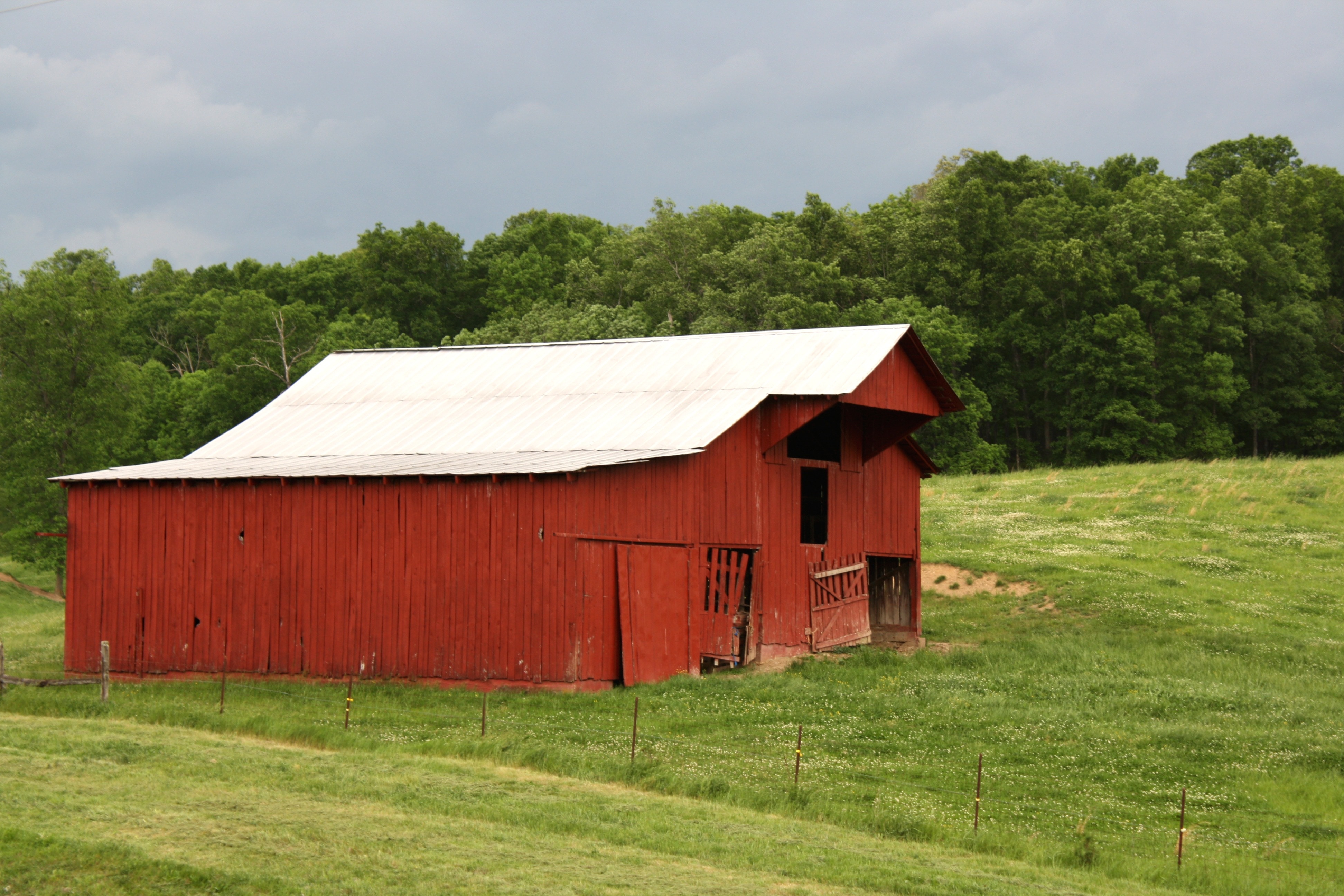 Tennessee, Gatlinburg, Field, Red, Barn, grass, built structure