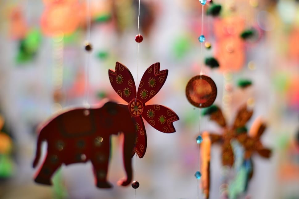 red hanging elephant cutout ornament preview