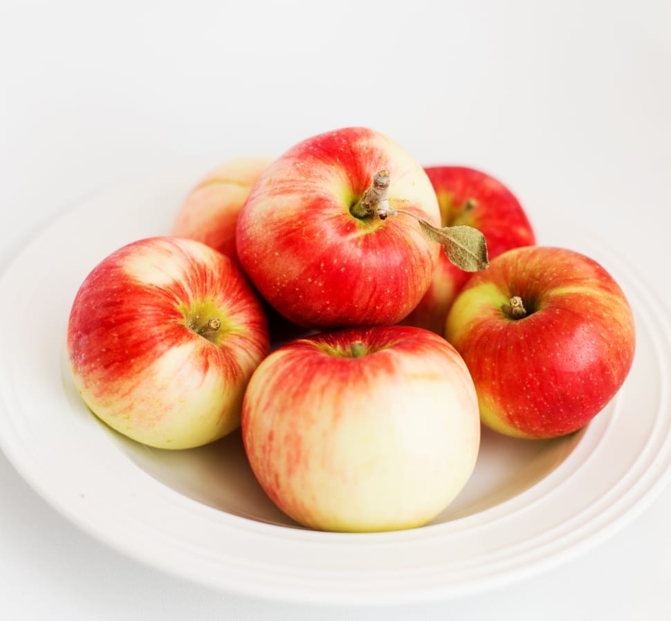 apple fruits on white plate preview