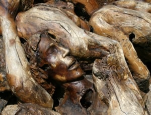 woman brown wooden sculpture thumbnail