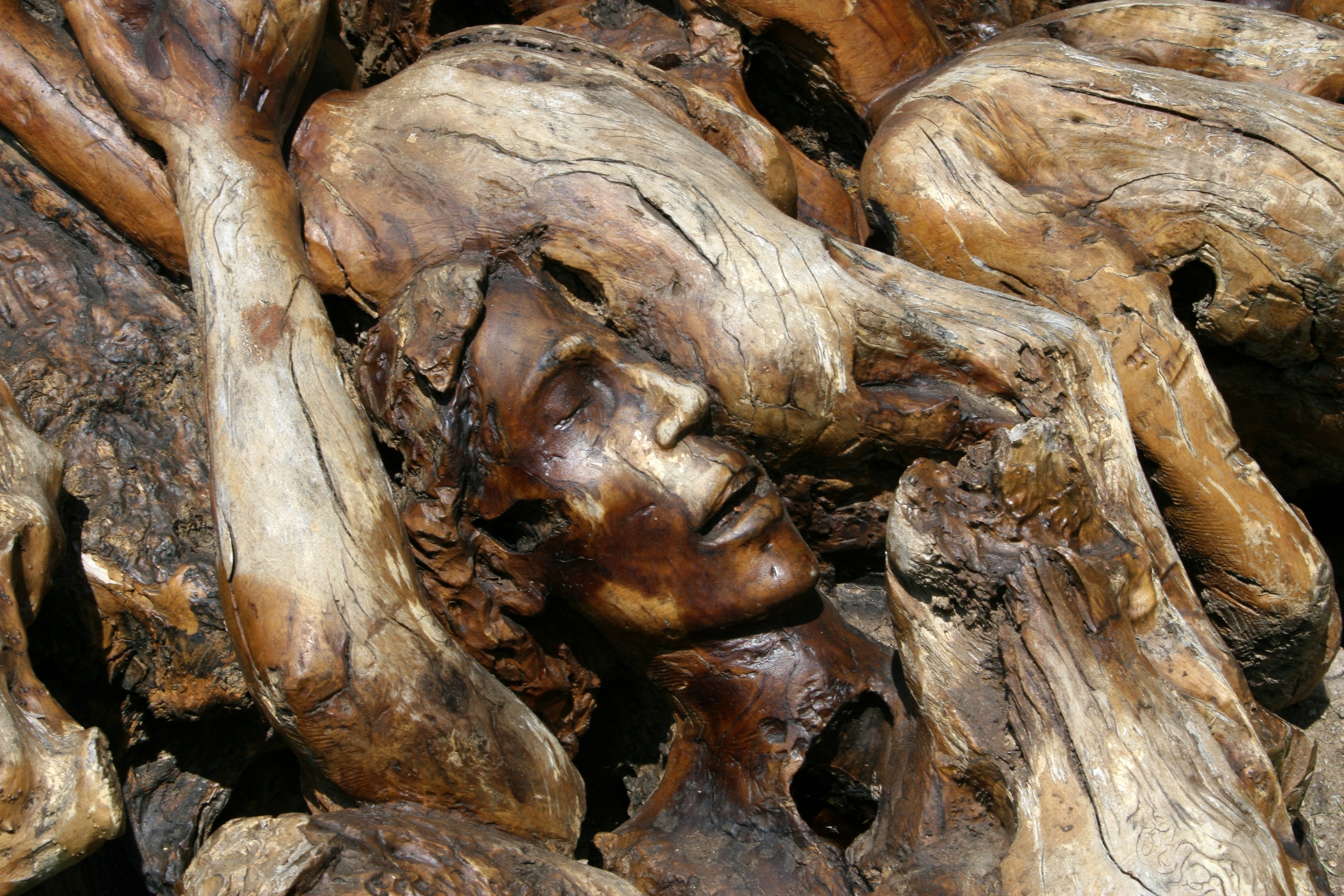 woman brown wooden sculpture