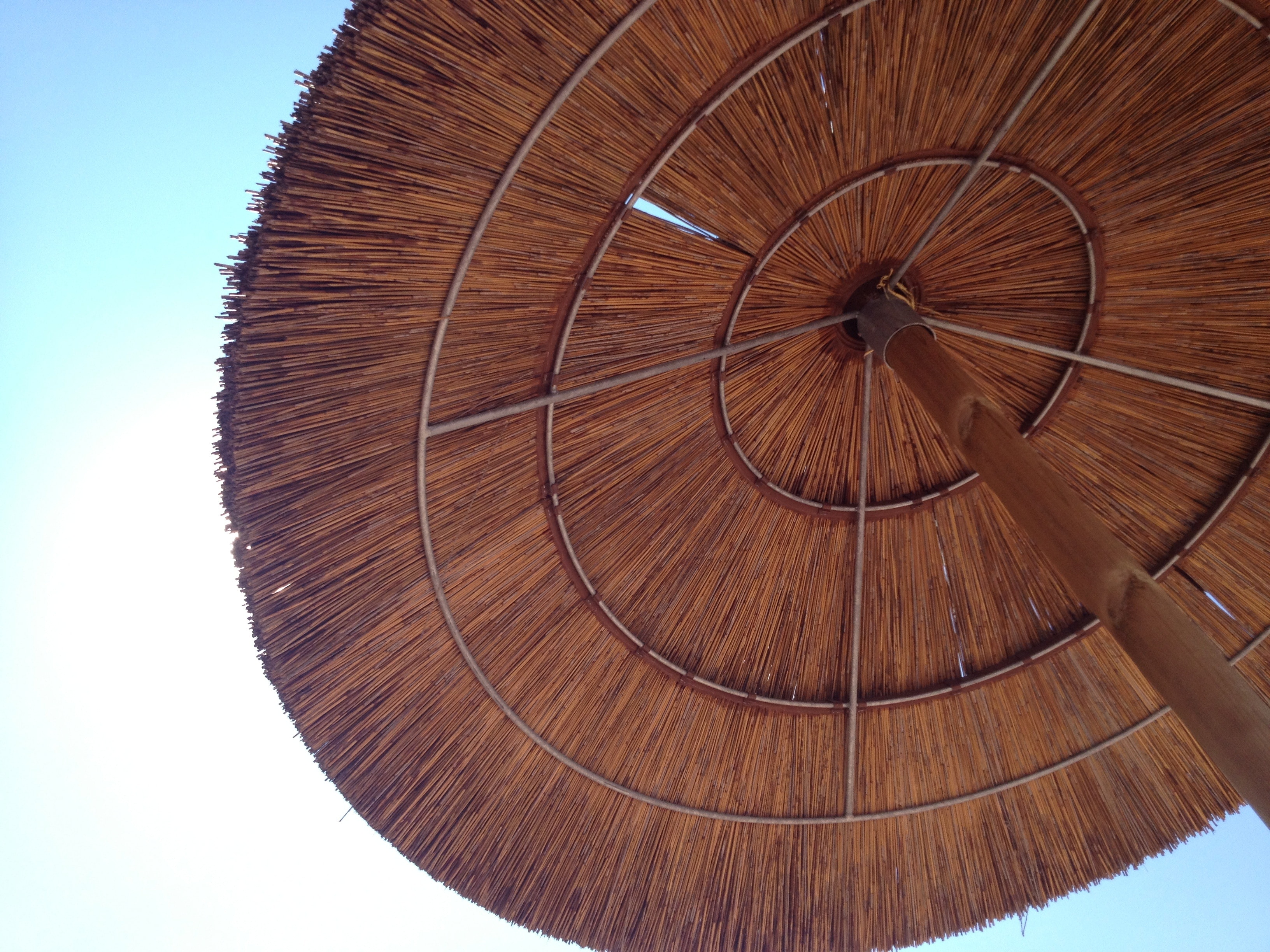 brown wicker round umbrella