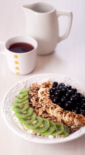 grape, banana and kiwi with coffee serving thumbnail