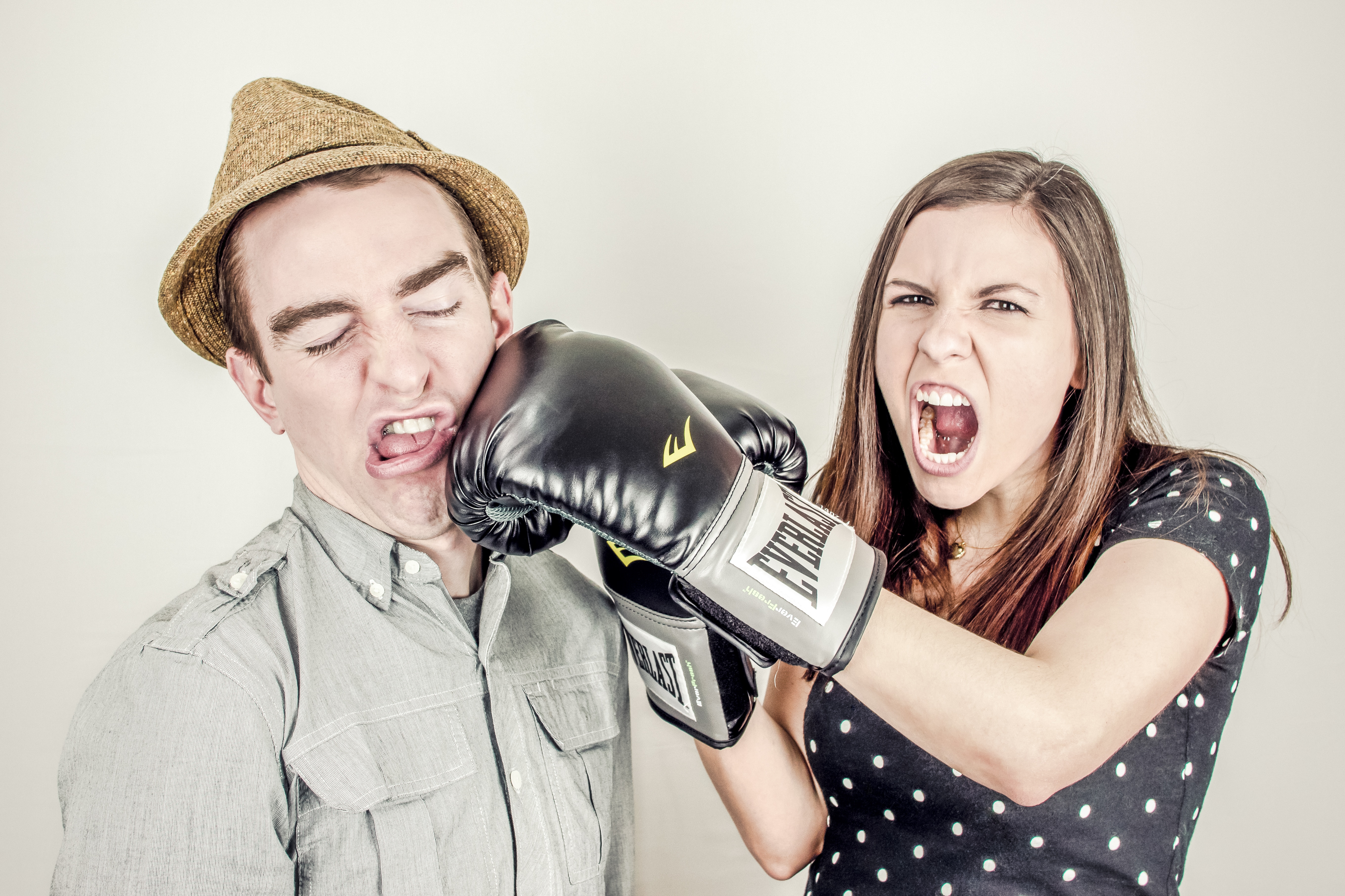 man and woman with boxing gloves