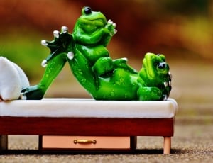 two green frog on bed decor thumbnail
