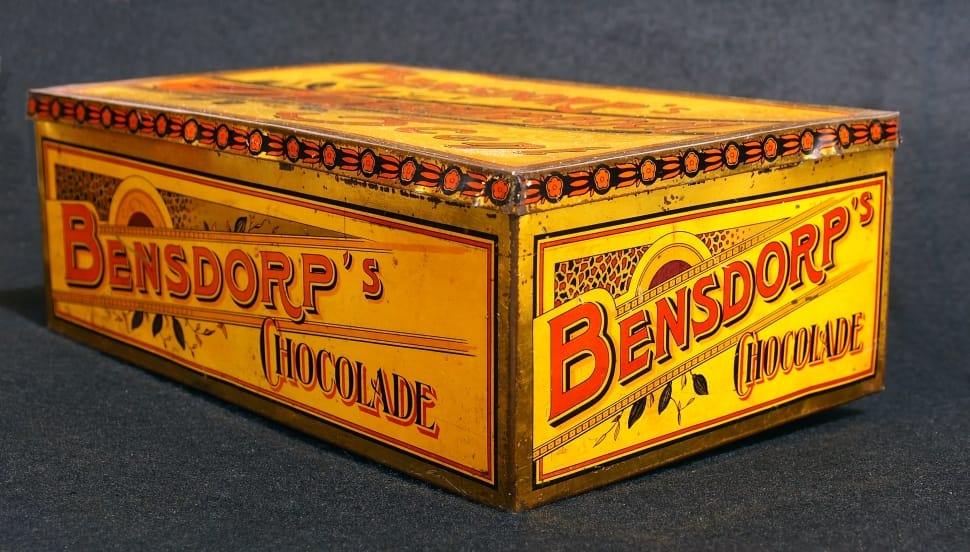 Tin, Chocolade, Box, Package, Bensdorps, indoors, no people preview