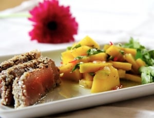 Tuna, Eat, Papaya, Fish, Sesame Crust, food, plate thumbnail