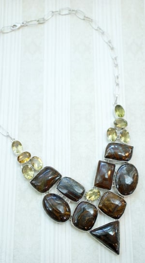 brown and gold beaded collar necklace thumbnail