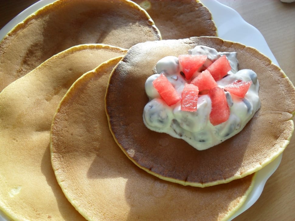 pancake with water melon and cream preview