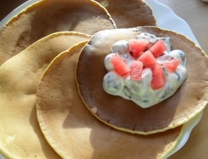 pancake with water melon and cream thumbnail