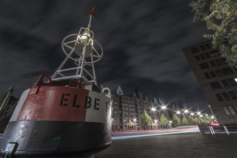 white and red elbe lighted tower preview