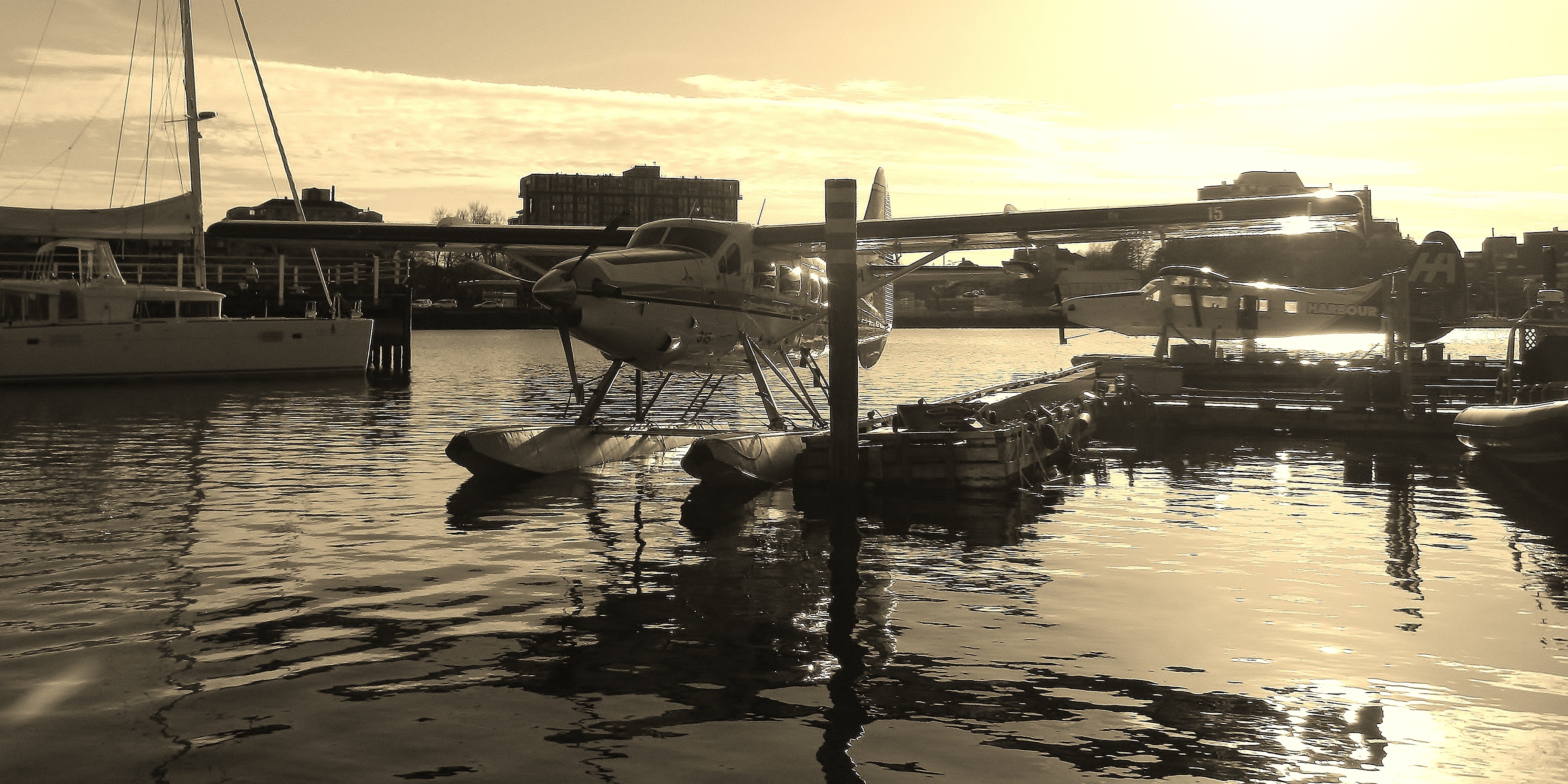 Vancouver, Sea Plane, Sunset, Plane, reflection, water
