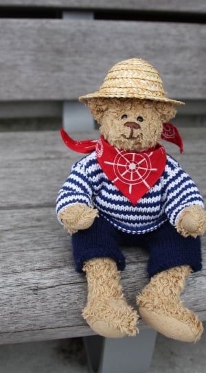 white and blue dressed teddy bear thumbnail