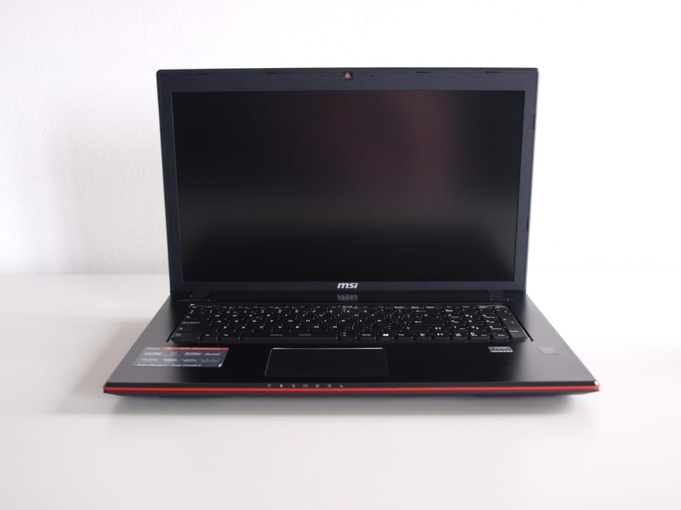 black msi laptop computer preview