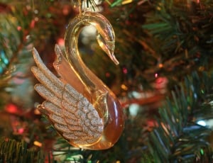 clear glass swan ornament thumbnail