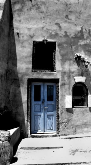 blue wooden side by side door thumbnail
