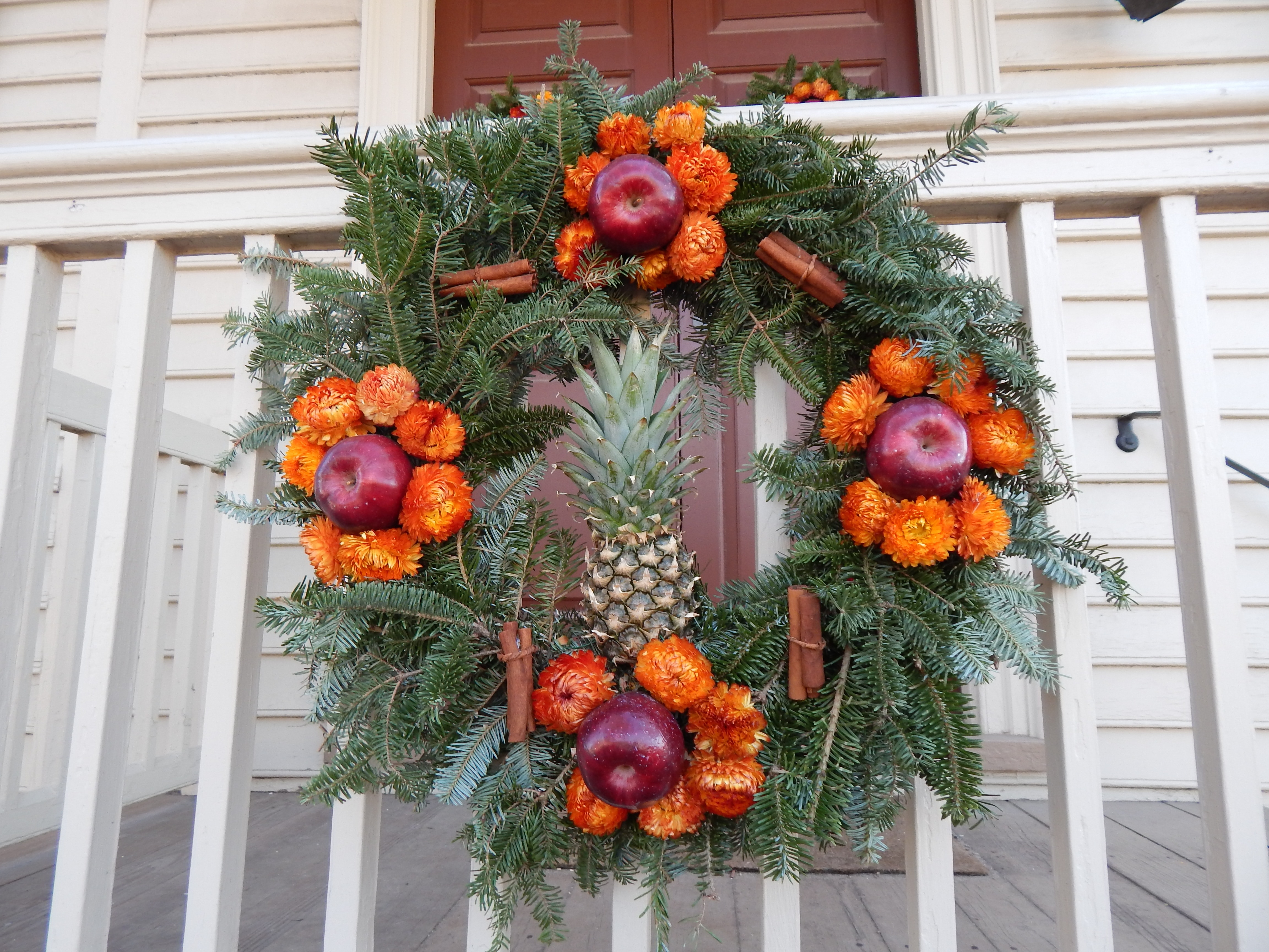 green orange and red wreath