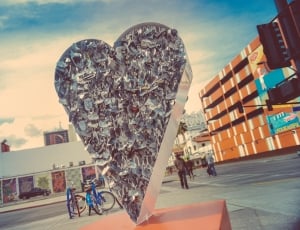 heart shaped statue in daytime thumbnail