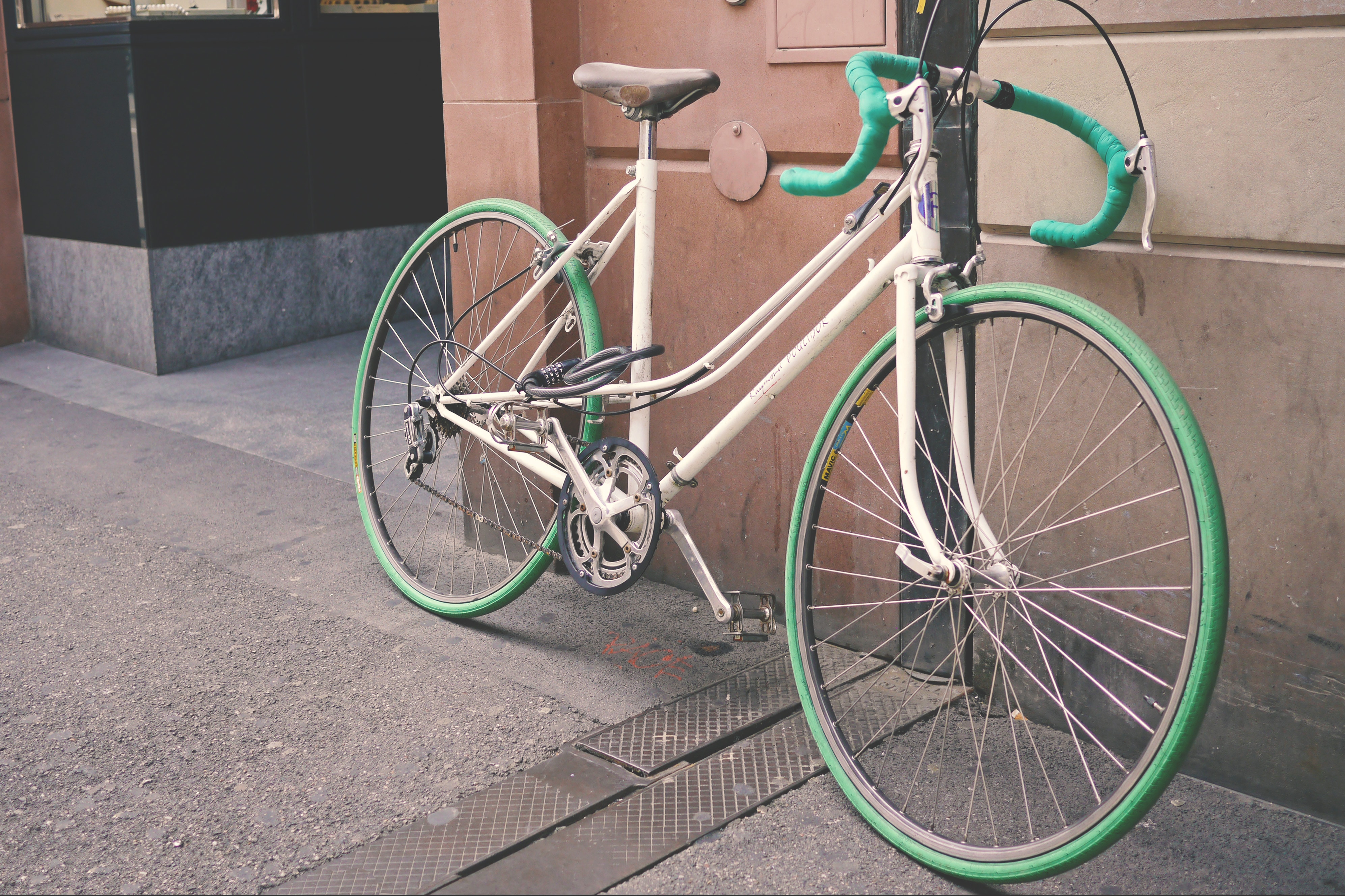 bike, bicycle, wall, street, bicycle, transportation
