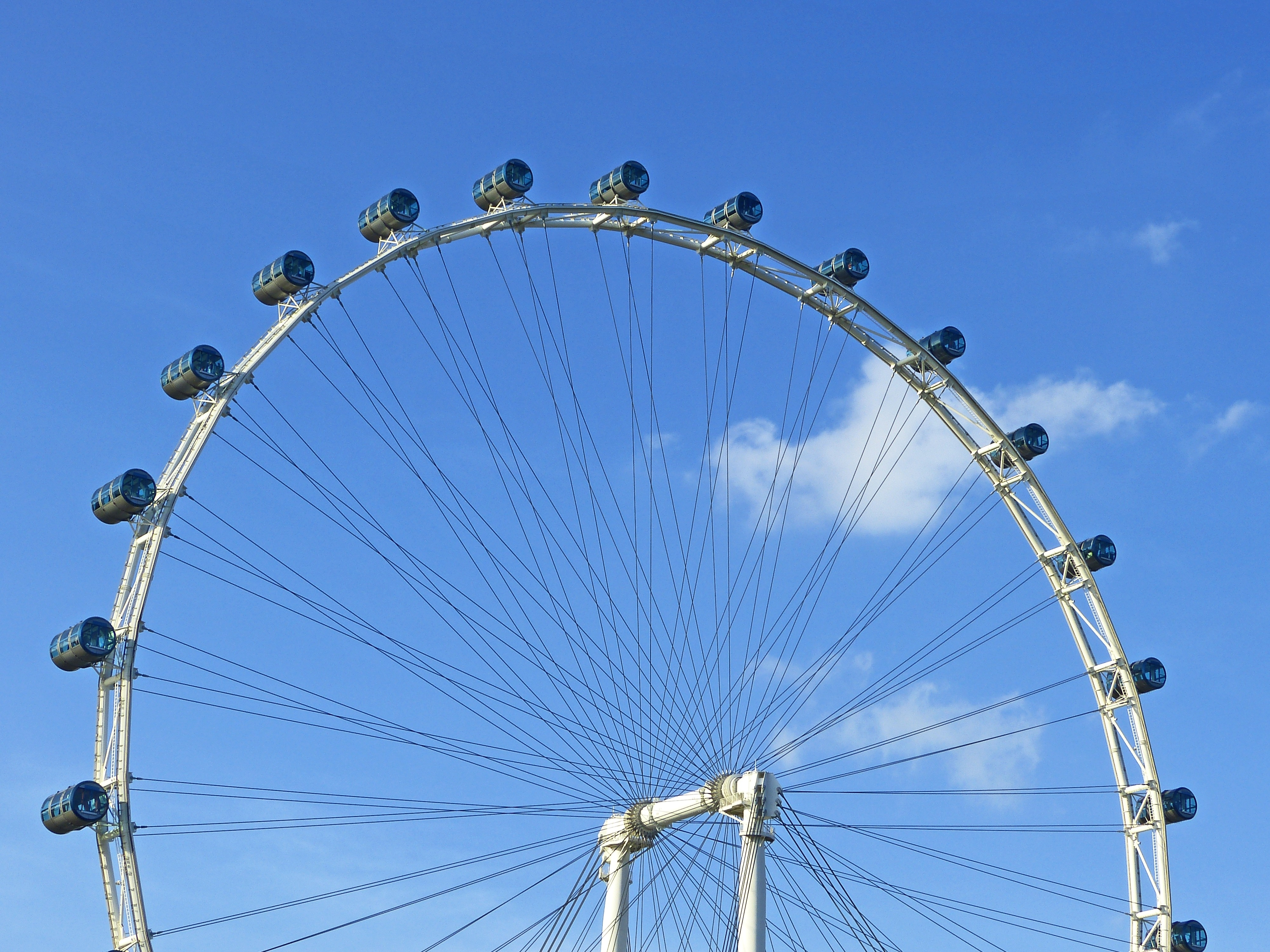 white and blue ferris wheel