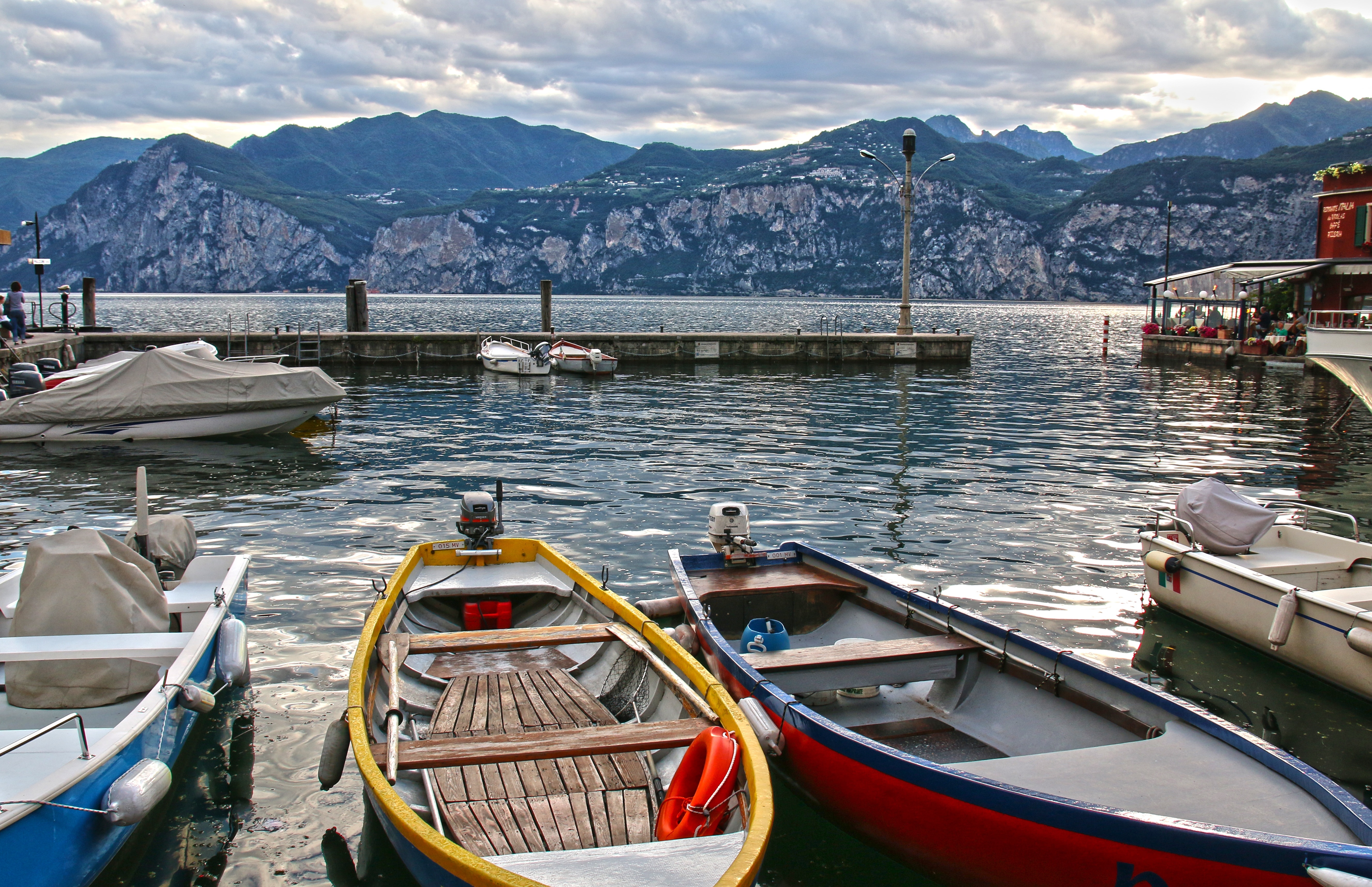 Boats, Malcesine, Garda, Port, mountain, nautical vessel