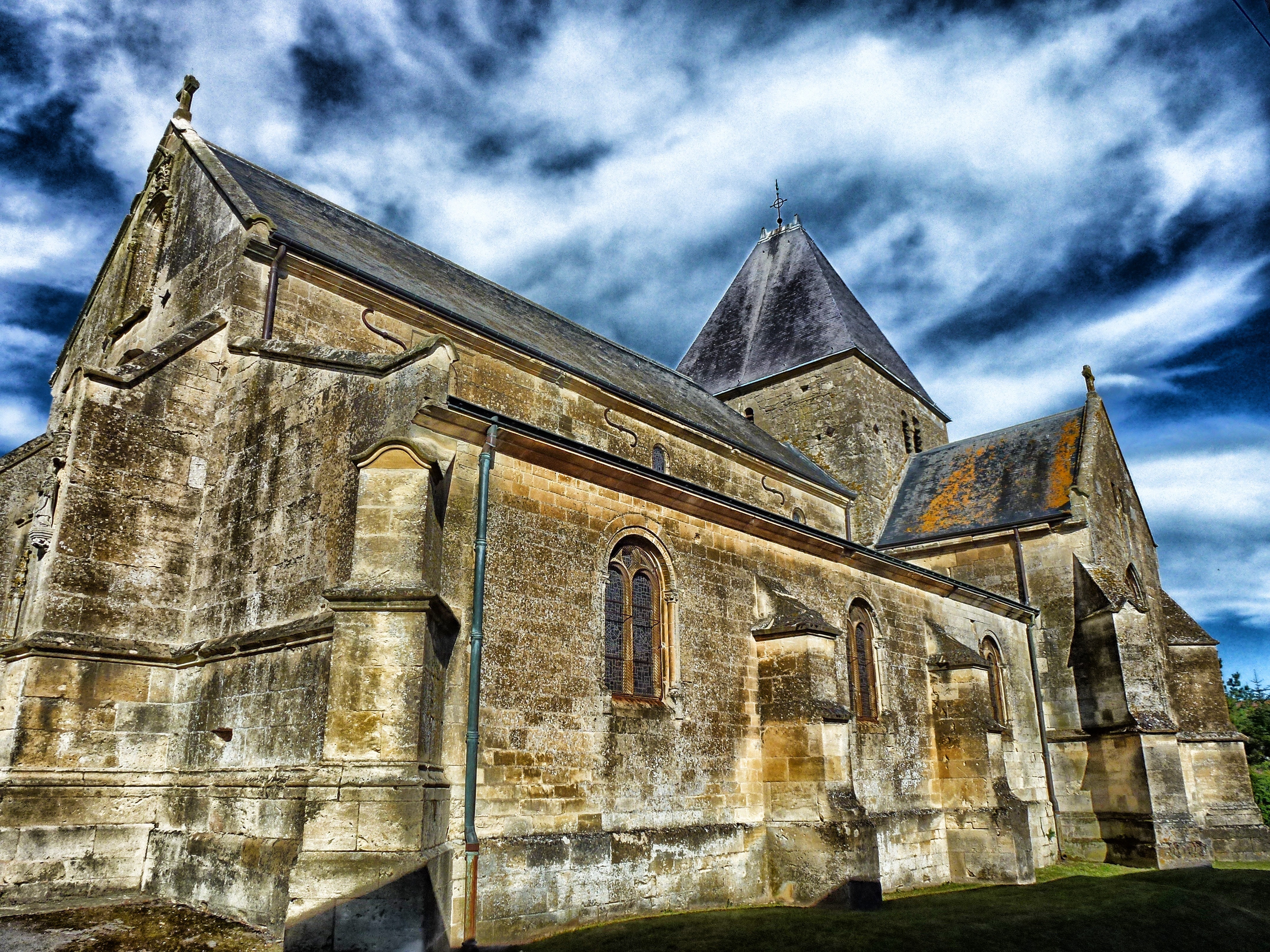 Church, Ardennes, Building, France, cloud - sky, history