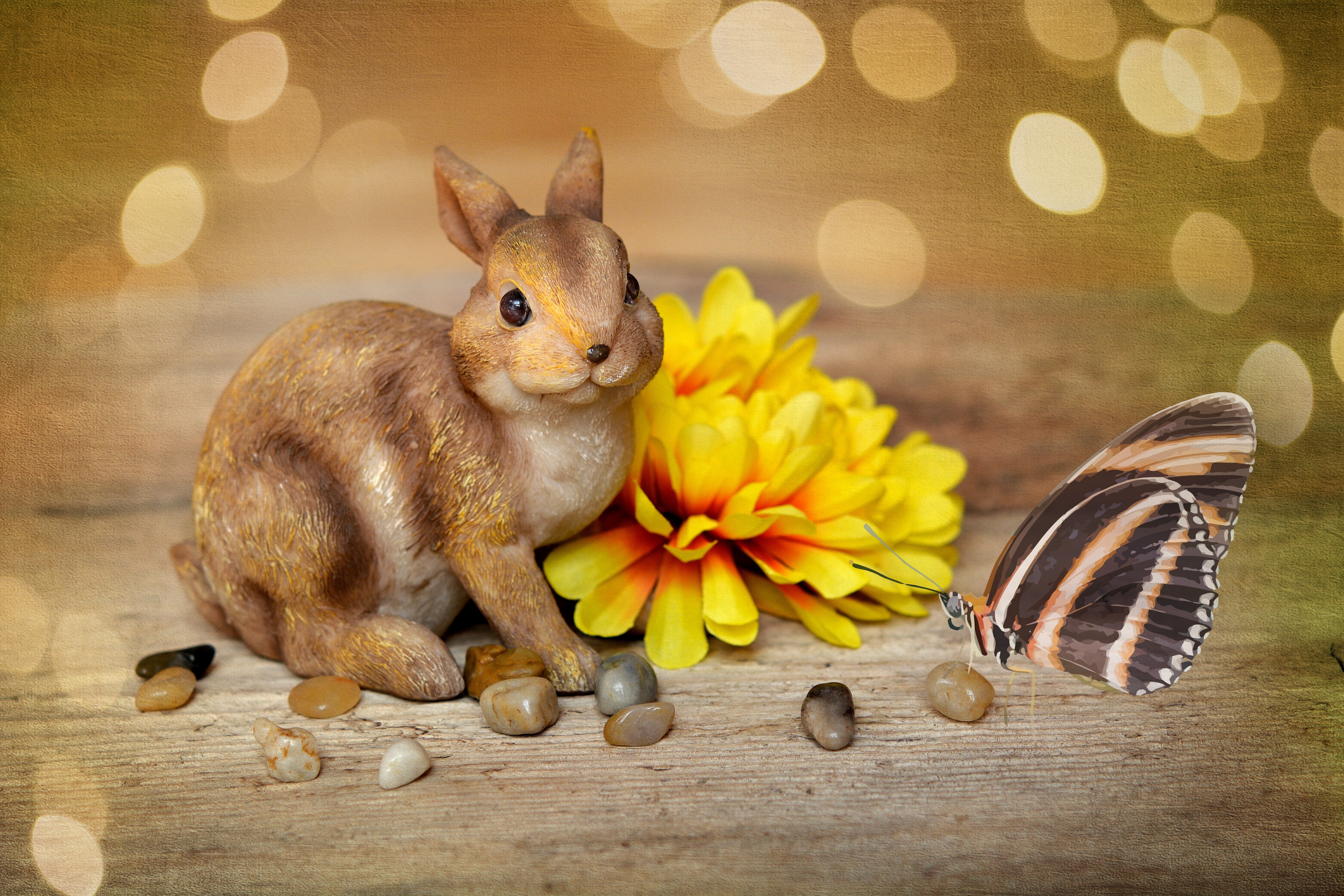 Flower, Easter Bunny, Hare, Dekohase, one animal, animal themes
