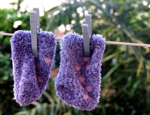 pair of purple fur socks thumbnail