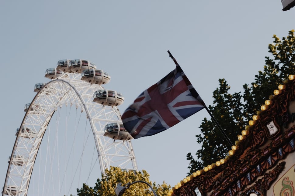 united kingdom flag and ferris wheel preview