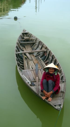 Vietnamese, Senior Woman, Woman, Old, nautical vessel, high angle view thumbnail