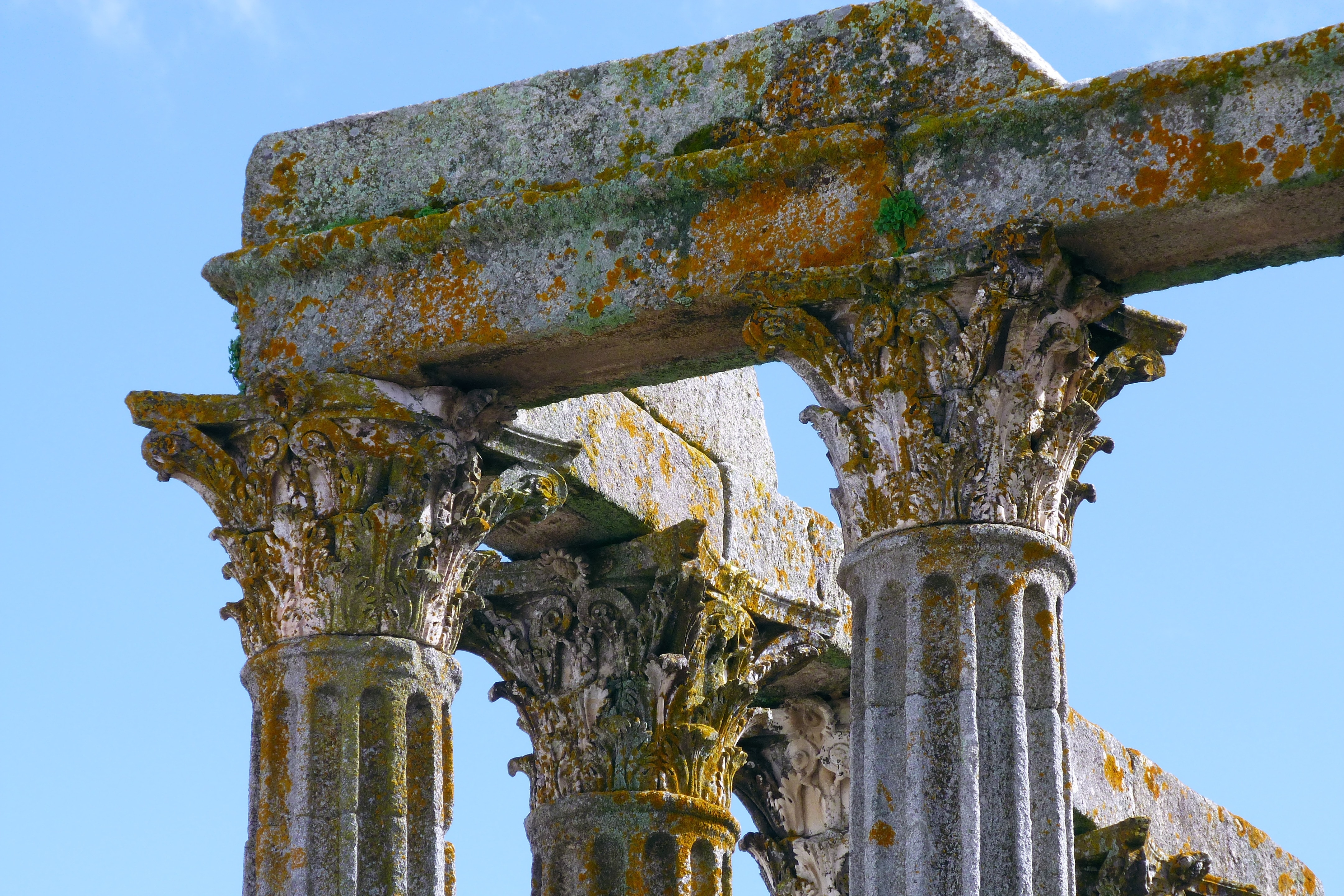 green and gray ancient column