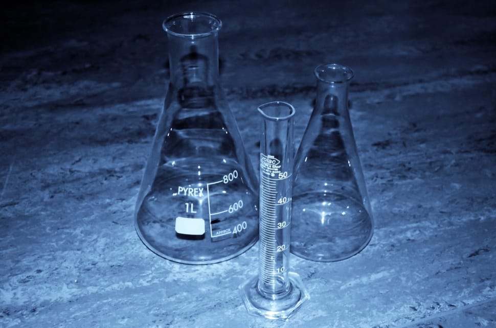 two erlenmayer flask and cylinder preview