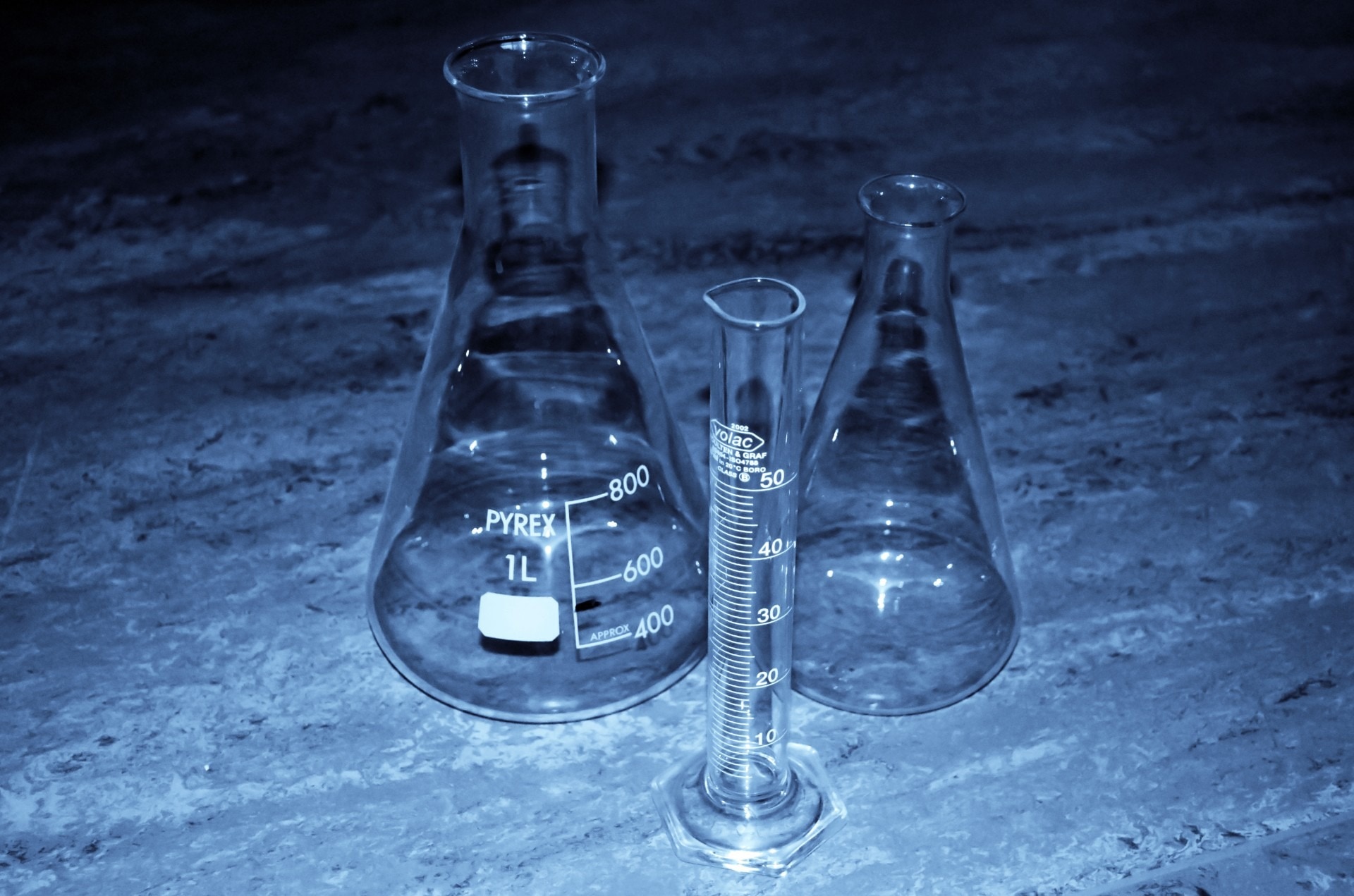 two erlenmayer flask and cylinder
