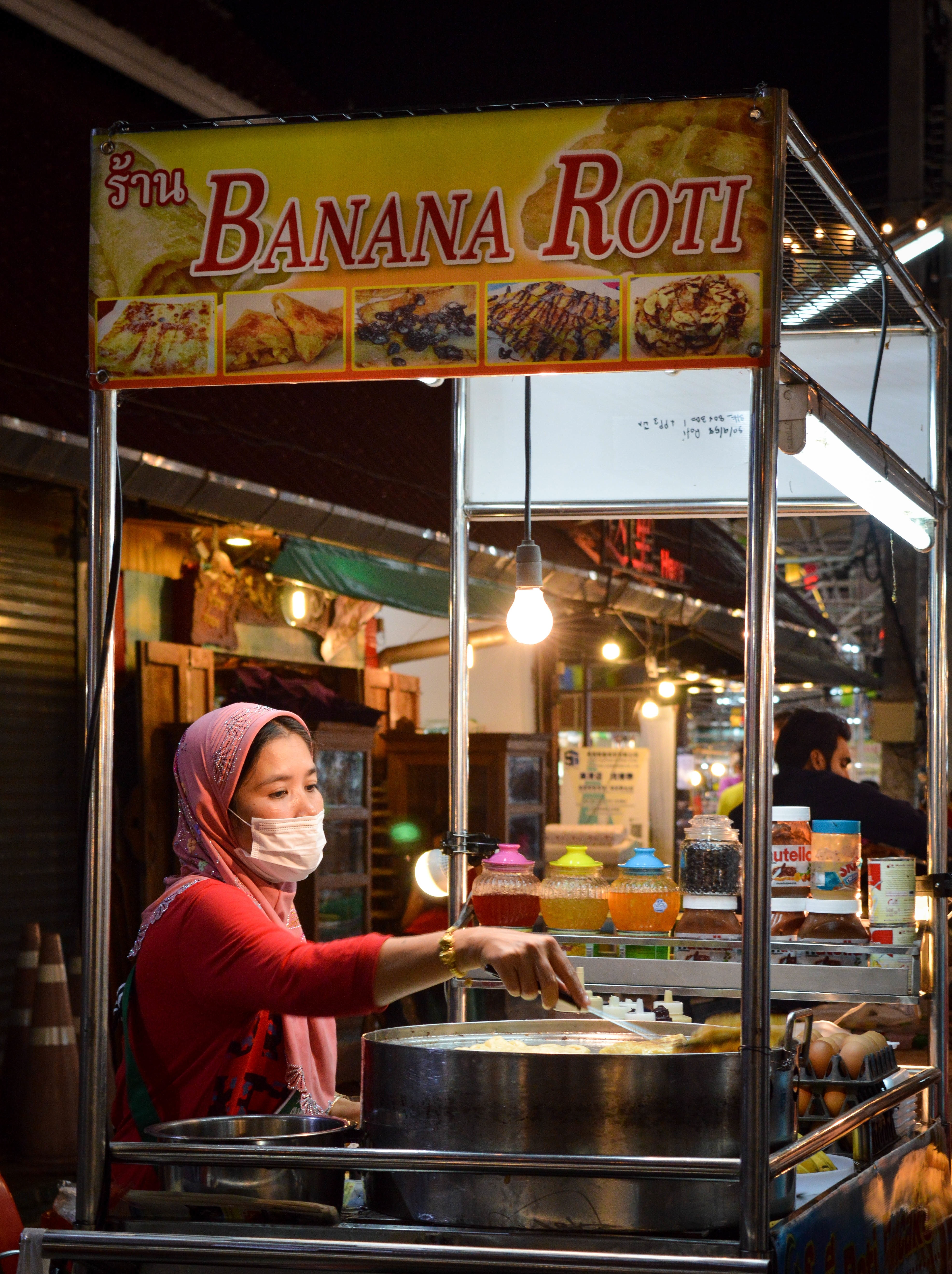 stainless steel banana roti food stall