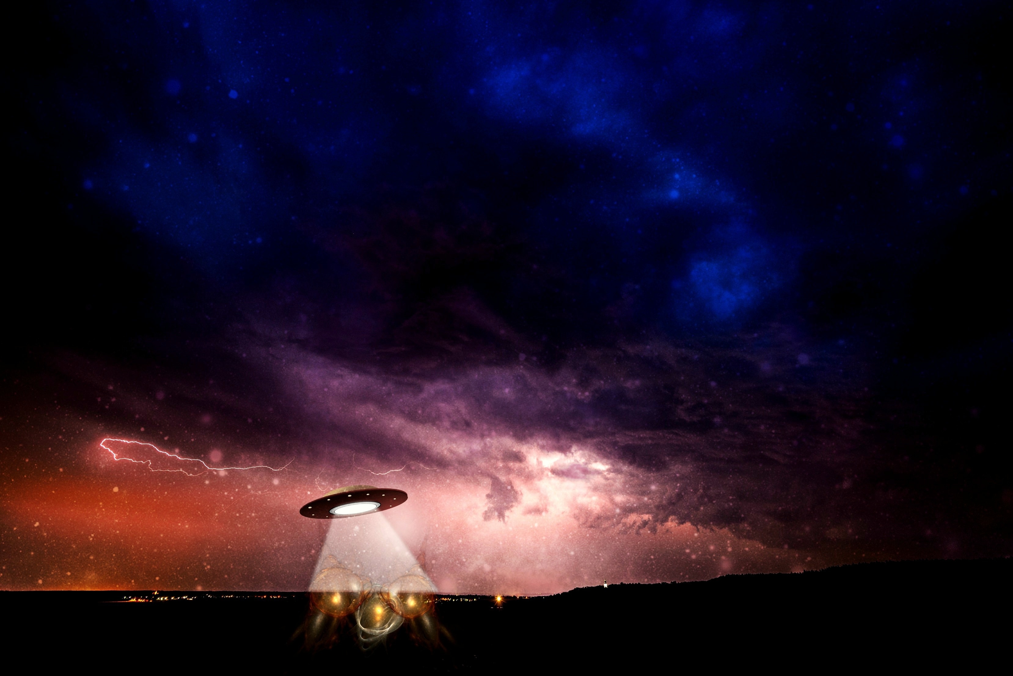 Ufo, Science Fiction, Futuristic, Alien, night, cloud - sky