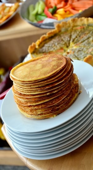pancakes and ceramic plate lot thumbnail