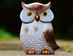 brown and white owl figurine thumbnail