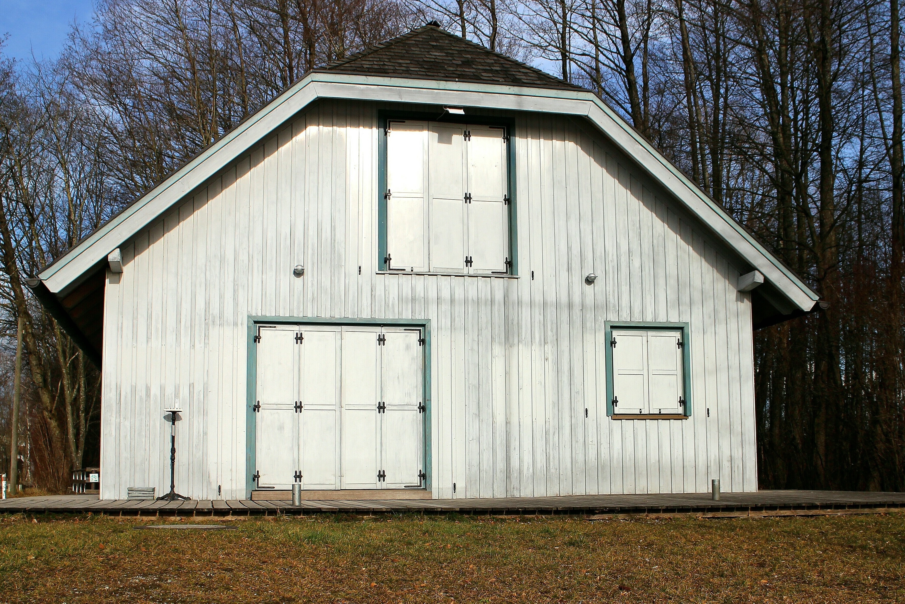 white wooden barn